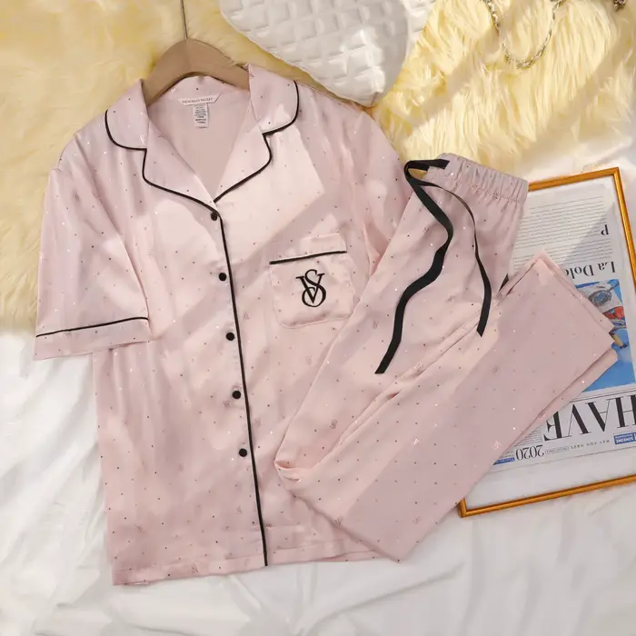 Pyjama en coton tricoté Victoria's Secret pour femmes ensemble de nuit vêtements de détente confortable et respirant pour les occasions spéciales