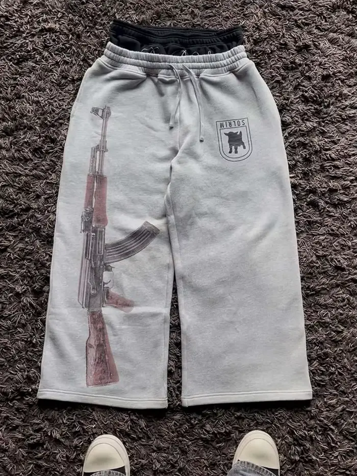 Pantalon de Couple de rue brodé européen et américain, Double tête, Double taille, pantalon à motif 