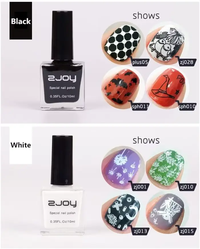 0.35fl.Oz/10ml estampage vernis à ongles noir/blanc vernis à ongles Gel d'impression tremper UV LED 