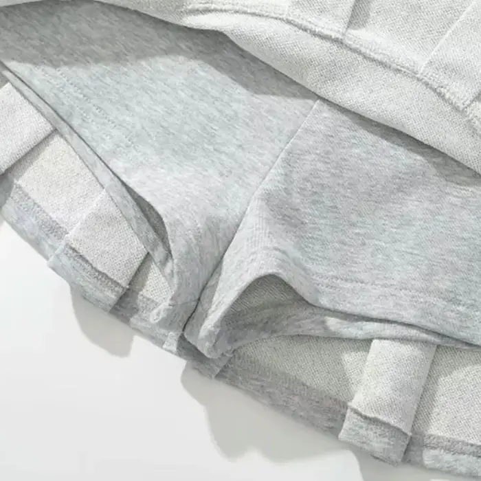 Mooyufon tissu Y2K Mini jupe femmes taille basse large plissé gris clair Sexy Vintage a-ligne jupe p