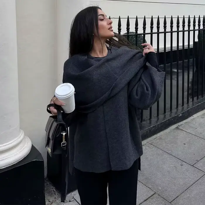 MUJER peluche manteaux d'hiver pour femmes écharpe asymétrique Demi-saison veste pour femmes Parkas 