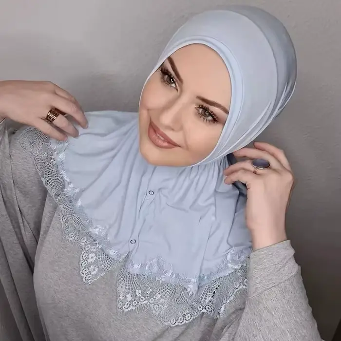 Musulman instantané Turban dentelle Modal Hijab Abaya Hijabs pour femme Abayas Jersey robe femmes éc