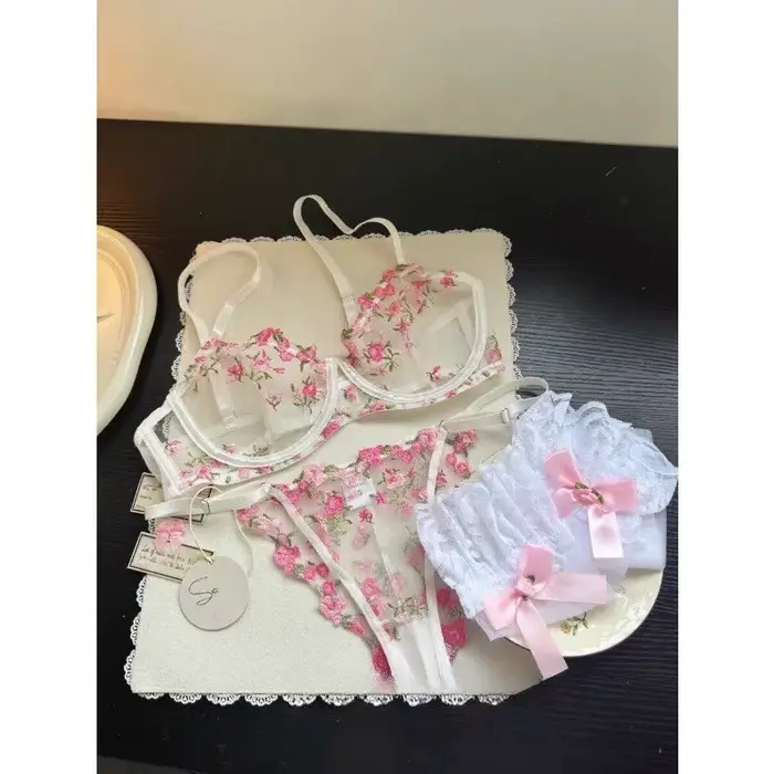 Sous-podeste sexy en dentelle transparente avec broderie florale pour femmes, grande taille, anti-pendaison, confort quotidien