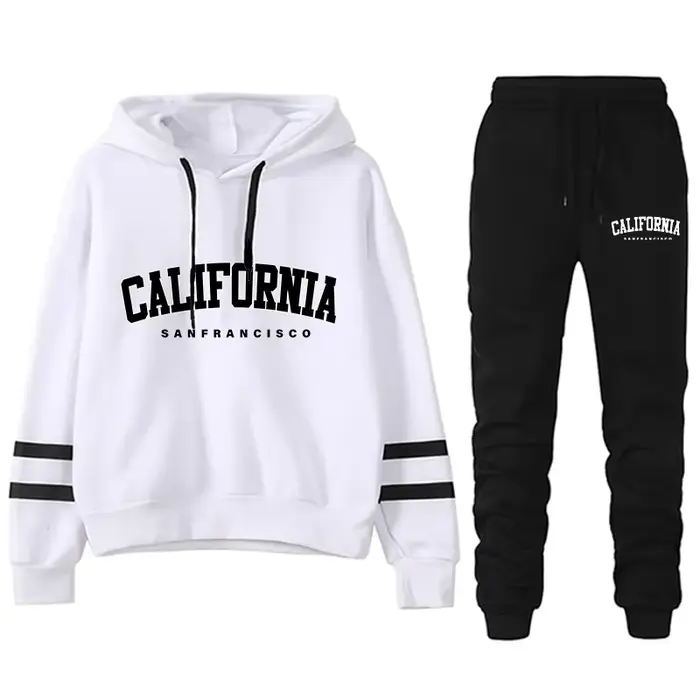 California Womens Survêtement Casual Stripe Polyvalent Sweat à capuche ou pantalon ou costume Simpli
