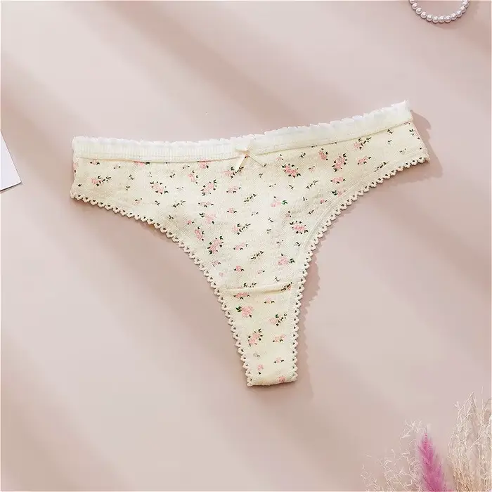 Lingeries Femme Sexy Tongs Mode Mignon Imprimé Culotte pour Femmes Doux Chaud Arc Femmes String Coton Printemps Été трусы жletiе