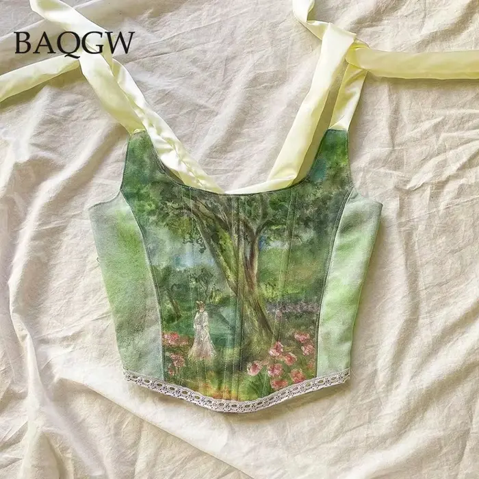 Débardeur imprimé Vintage et esthétique pour femme, haut court, mode été, élégant, slim, Clubwear, C