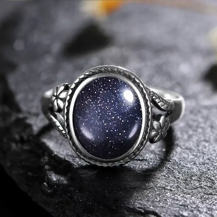 Vinatge bague en argent Bijoux féminins pierre de lune naturelle oeil de tigre anneaux personnalisés