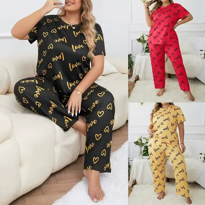 Stylové dámské pyžama sety z polyesteru a elastanu pro pohodlné letní noci salonkyvelké velikosti speciální příležitosti