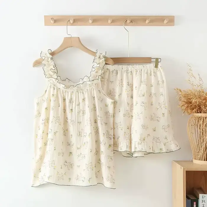100% bavlněné noční pyžamo pro ženy, šortky, krátké tunika, Sweet Girl Design, hypoalergenní pohodlí, ideální pro odpočinkové noci a zvláštní příležitosti