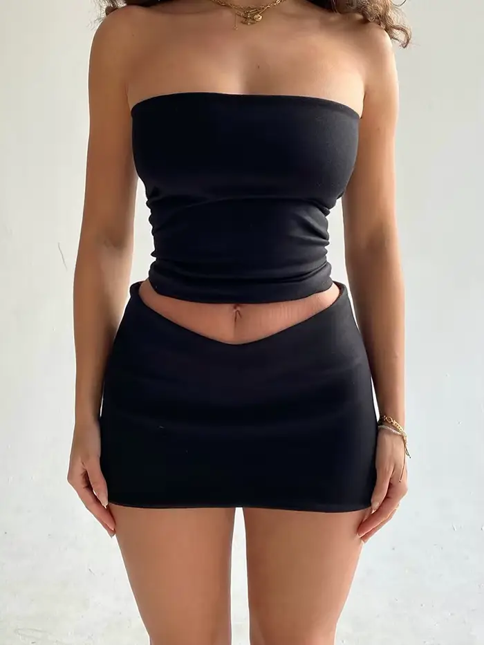 Dulzura femmes 2025 printemps bustiers Mini jupes Club de fête deux pièces ensembles assortis tenues
