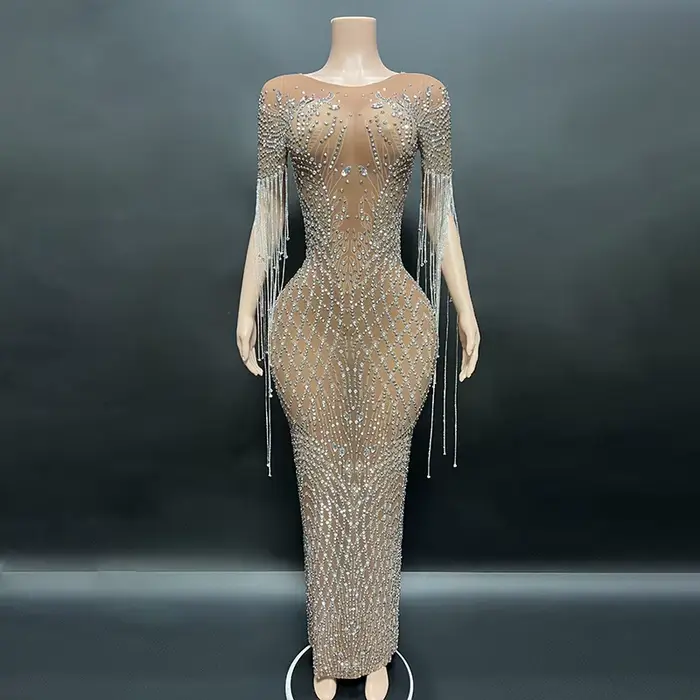 Robe de soirée sirène en cristal de luxe pour femmes, longue robe de bal Sexy, fête de mariage, anni