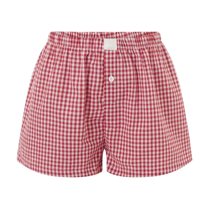 Boxer vichy pour femmes et adolescentes, pyjama à carreaux vichy, short de salon de sommeil, tenue d