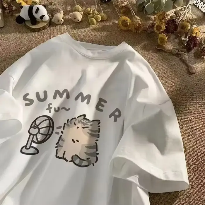 Fan Cat a ženy čisté tričko pro muže americká ulice střih kreativní léto neformální krátké rukávy pár nosit IN