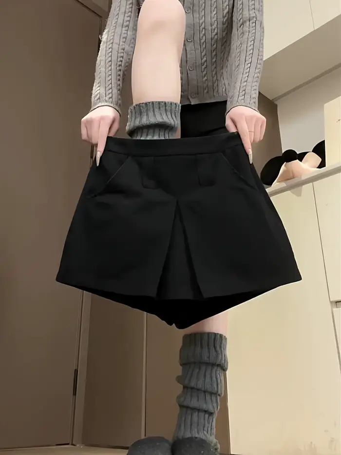 Culottes kaki effet deux-pièces pour femme, nouvelle collection été 2026, taille haute, anti-transparence, style Spice Girls, jupe-short évasée