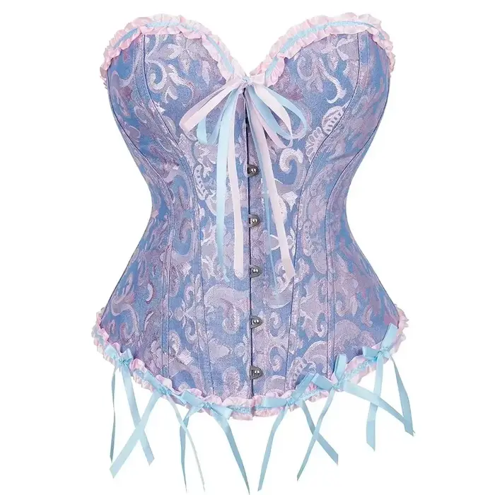 Dámské Top korzet Jacquard Surbust viktoriánské bustier Sexy krajka nahoru spodní prádlo květinový korset Vintage gotické baskytary kostým