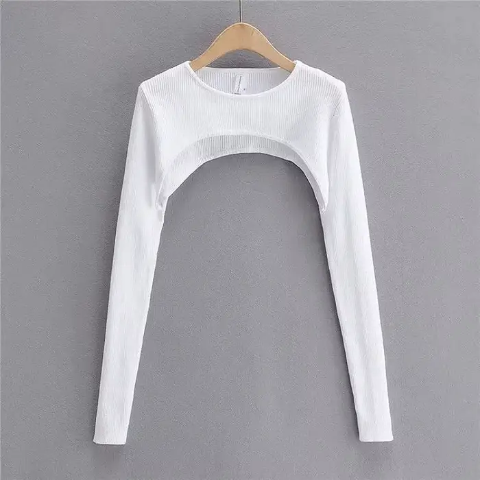 T-shirt tricoté à manches longues pour femmes, vêtements esthétiques Y2k, col rond, noir et blanc, S