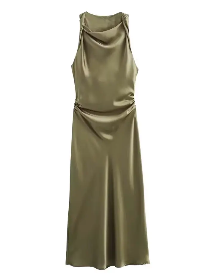 Robes longues en satin pour femmes 2026 – Robe midi d'été sexy pour femme, robe de soirée élégante s
