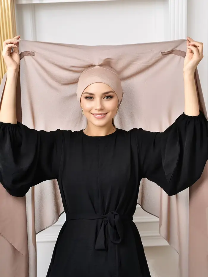 Hijab instantané en mousseline de soie avec boucle magnétique, couleur unie, écharpe musulmane pour 