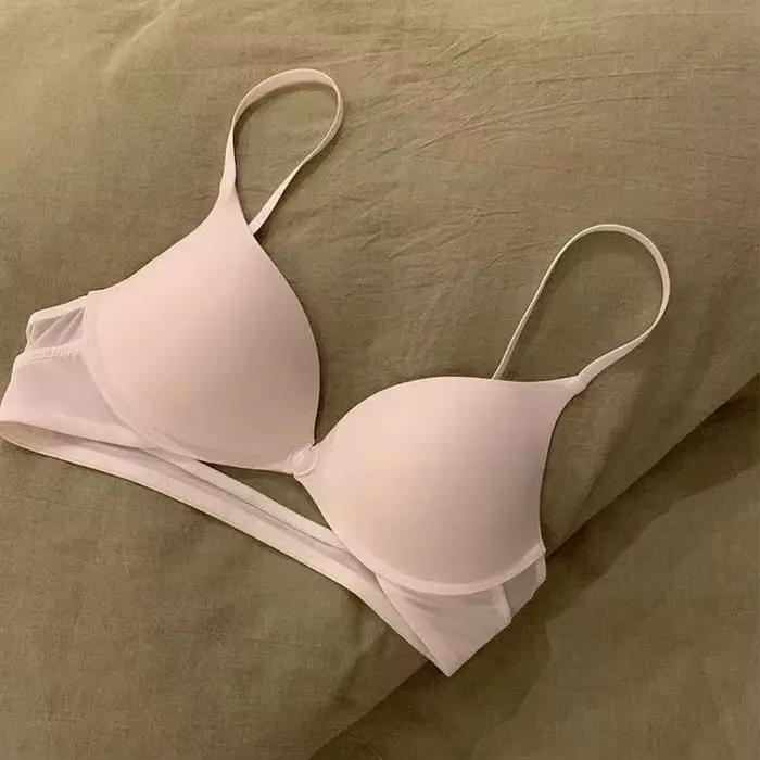 Soutien-gorge push-up à fermeture frontale pour femme – Conception de bonnet non vide sans couture, dos profond en forme de U et lingerie ultra fine d'été