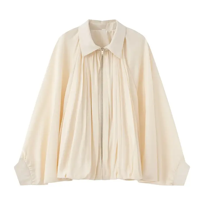 KONDALA High Street Satin Bomber Dámská Bunda Dlouhý Lucernový Rukáv Zip Oversized