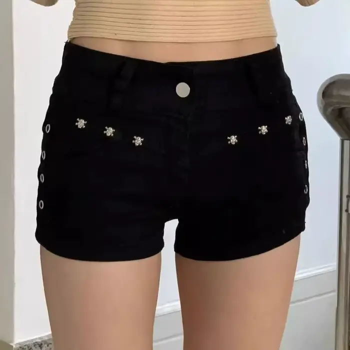 Shorts pour femmes, skinny, créatifs, à lacets, streetwear populaire, personnalité quotidienne, étud