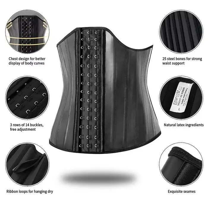 Body Shaper Shapewear Femme Latex 25 Armatures Acier Taille Formateur Corset Minceur Ventre Modélisation Sangle Ceinture Réductrice Occasions Spéciales