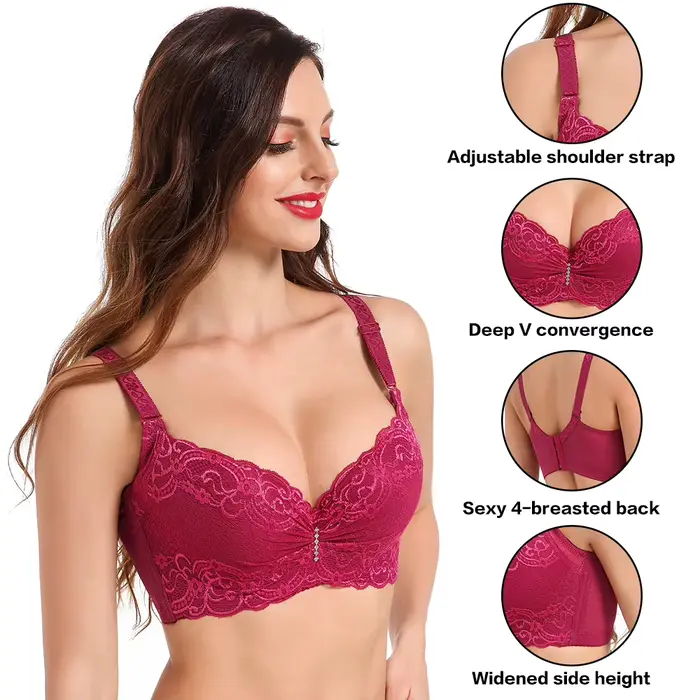 Dámská podprsenka větší velikost Super Push Up Krajková Bralette intimní Lingerie Sexy spodní prádlo s kosticemi E teplá