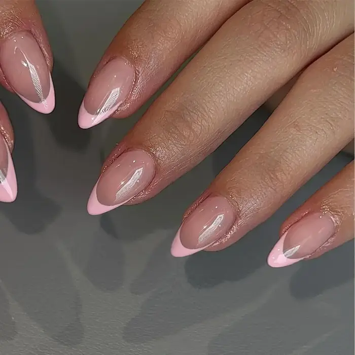 ARTAUG 24 kusů střední tlak na nehty Stiletto růžová motýlek konečky prstů francouzská úprava roztomilé