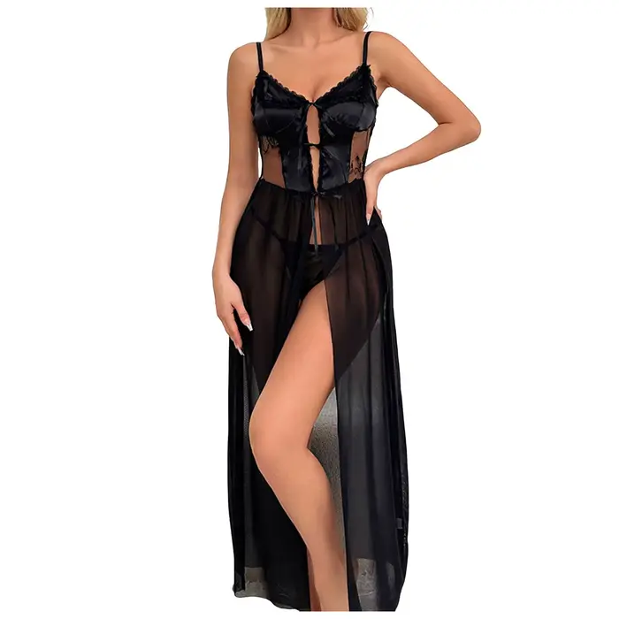 Dámské sexy červené body z průhledné síťoviny s podvazky