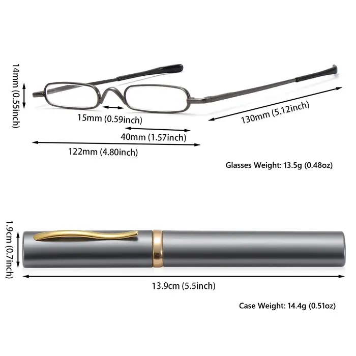 Lunettes de lecture ultrafines pour hommes et femmes, monture en métal, mini lunettes de lecture por