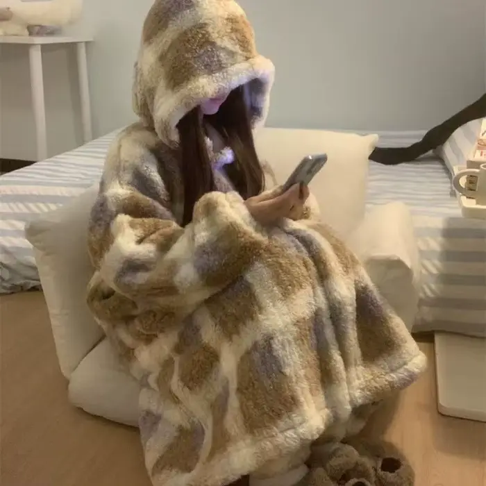 Ensemble pyjama d'hiver pour femme, pyjama chaud d'hiver, vêtements de maison à la mode, pyjama mignon et doux