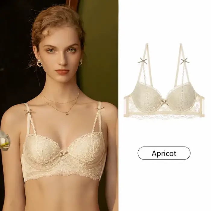 Nouvel ensemble de lingerie sexy en dentelle française pour femme 2026, soutien-gorge push-up fin po