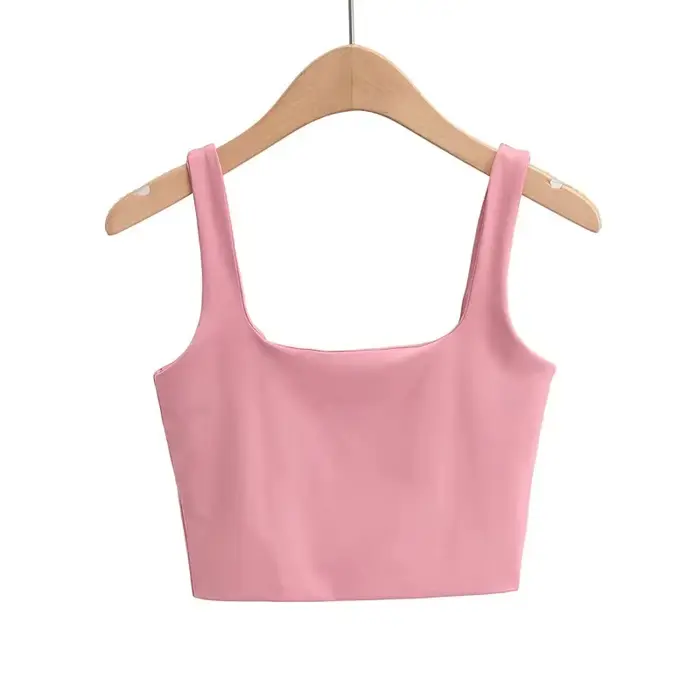 Nouveauté Été 2025 – Débardeurs Sexy Sans Manches pour Femme, Col Carré Court Tendance, 6 Couleurs