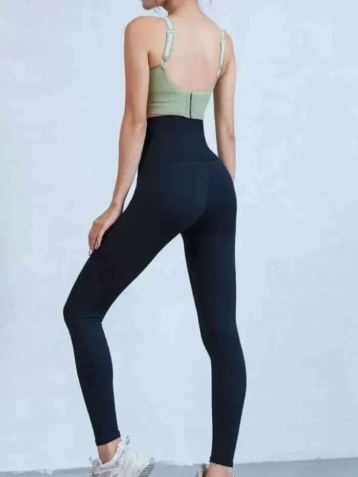 Pantalons de yoga taille haute pour femmes, leggings de sport élastiques minces avec fermeture à pre