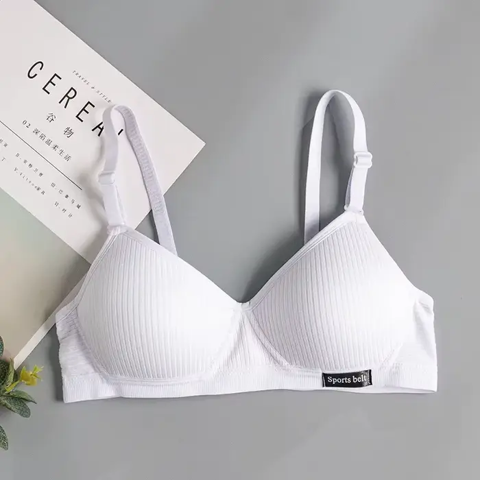 Soutien-gorge en coton pour femmes, bonnet AB, sous-vêtements sans fil, confortable, soutien-gorge e