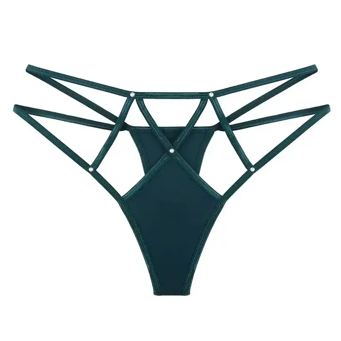 Culotte en dentelle avec pendentif perle pour femme, string G brodé, slip en T, sous-vêtement réglab
