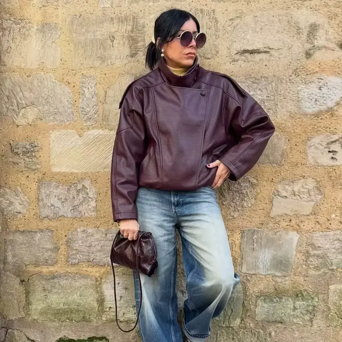 MUJER Faux cuir Bomber vestes pour femmes mode coupe-vent veste femme chaud hiver femmes manteau vêt