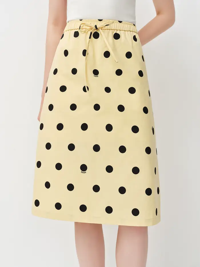 Jupe trapèze droite à pois pour femme, nouvelle collection printemps 2026, style rétro, taille élast
