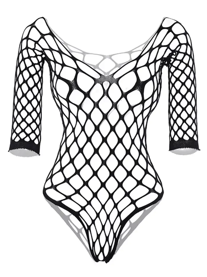 Body ajouré Sexy Techwear mode Y2k Patchwork hauts femmes résille dos nu mince body Sexy body Lingerie