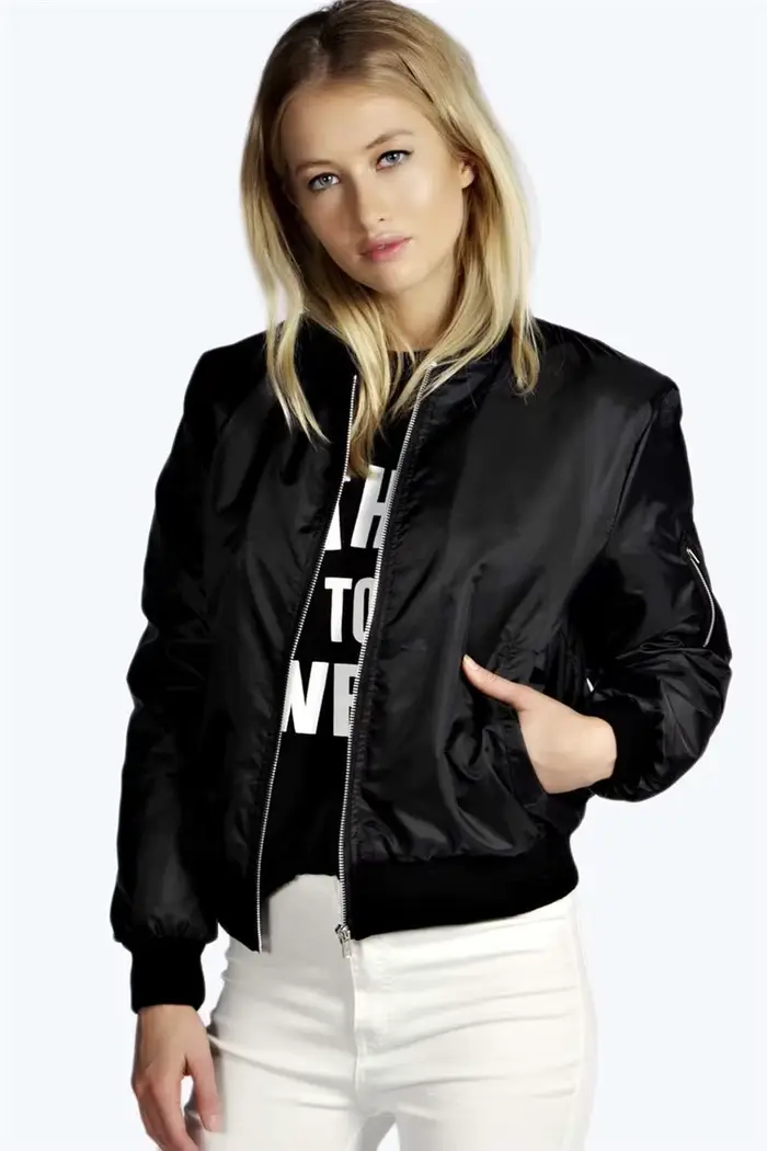 Automne nouvelles vestes courtes pour femmes Vintage haute rue col rond Bomber femme mode fermeture 