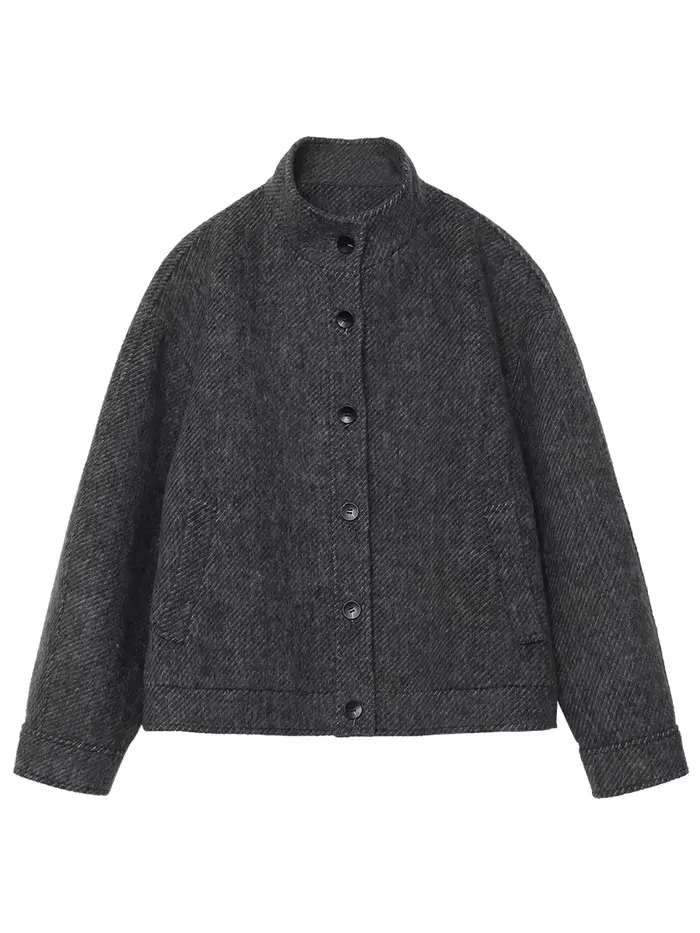 CHIC VEN Manteaux en Laine pour Femmes, Style Vintage Décontracté, Col Montant, Vestes Amples en Lai