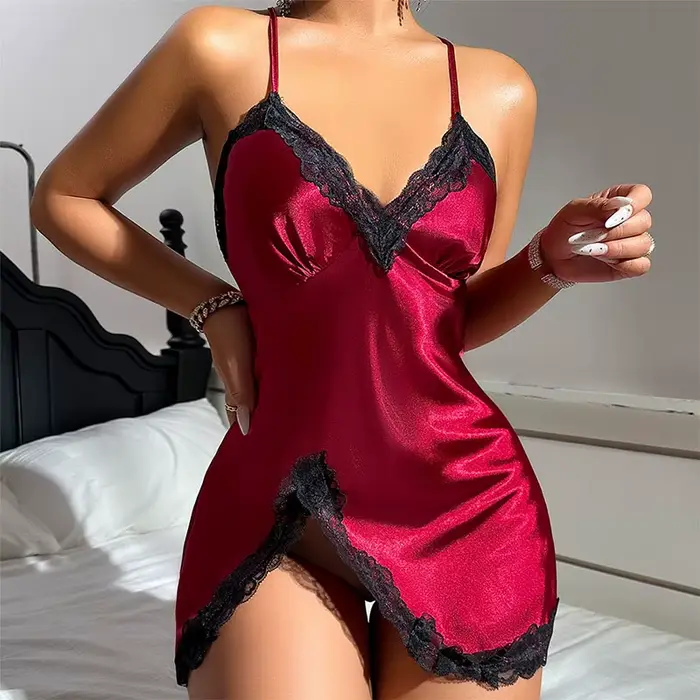 Chemise de nuit couleur Champagne robe de soirée de mariage chemise de nuit d'été à bretelles dos nu Lingerie vêtements de nuit sexy femme robe de nuit