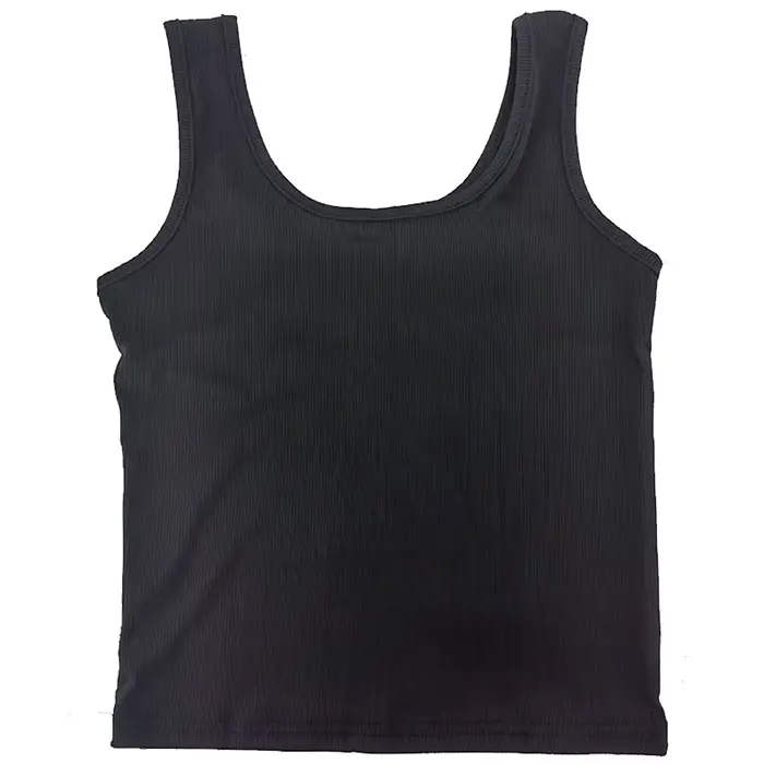JAMAICA-Camisole noire à glaçure pour femmes, haut court, t-shirt décontracté, col en fibre, sexy, é