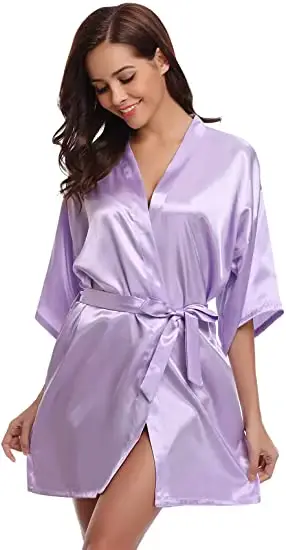 Saténové šaty Žena Intimní Spodní prádlo Hedvábné noční prádlo Nevěsta Neformální Svatební dárek Kimono Župan Šaty Noční košile Sexy noční prádlo