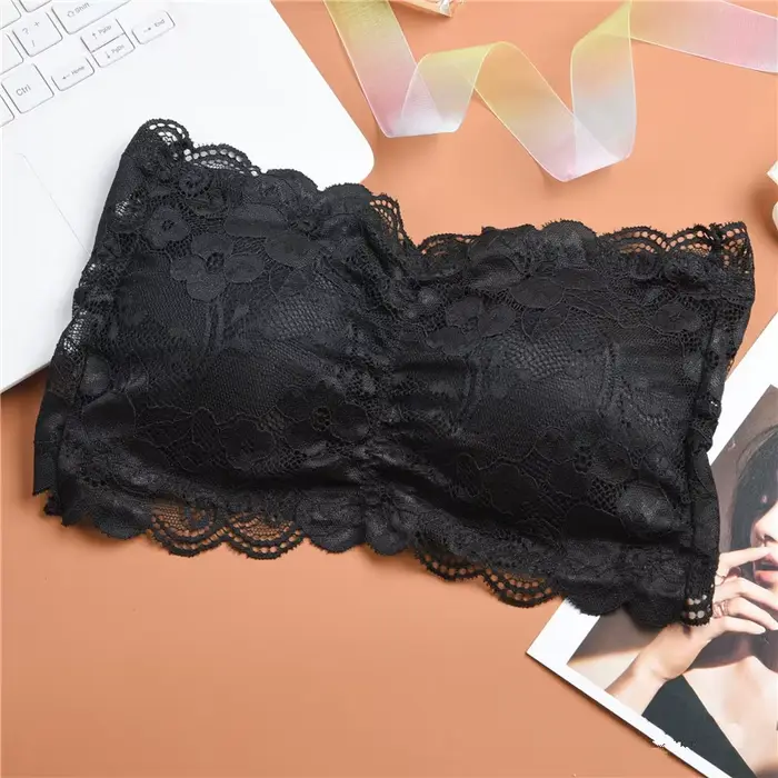 Dámská krajková čelenka podprsenka, vyztužený, bralette, květinové krajkové spodní prádlo, sexy spodní prádlo, jednobarevný barva, wraparound