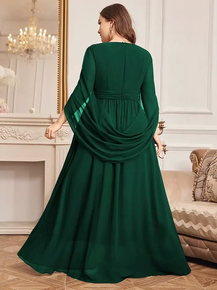 TOLEEN-Robes monochromes à col en V pour femmes, ceinture ornée, luxe, élégant, soirée, Rh, fête, de