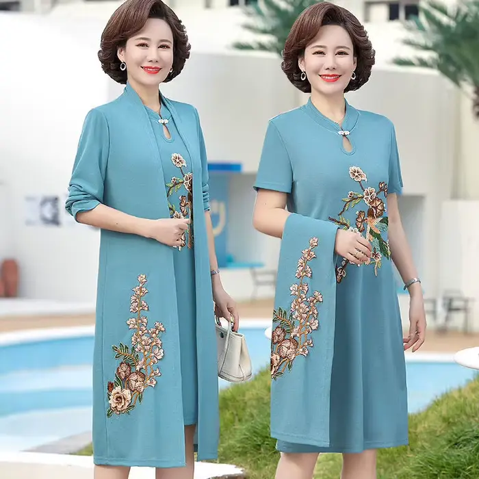 Robe deux pièces coupe-vent pour mère, robe de mariée, manteau de printemps pour femmes d'âge moyen 