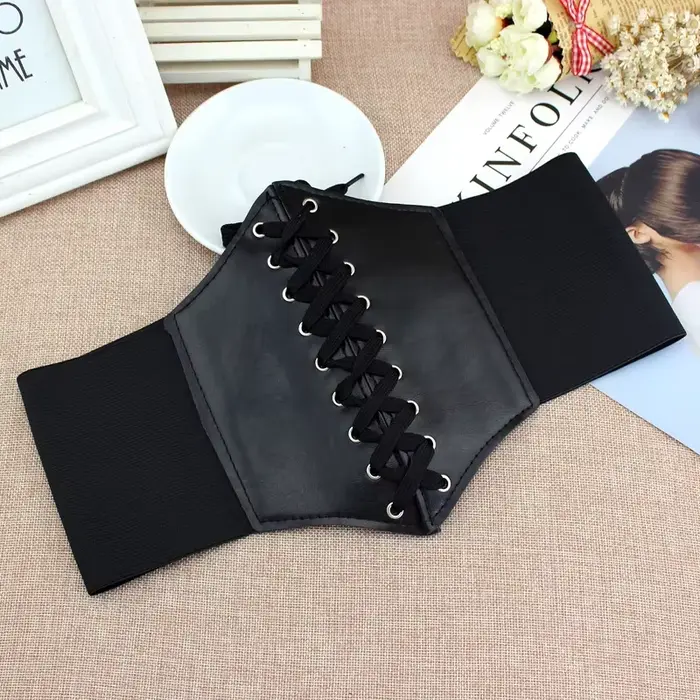Body černá Shapewear dámské gotické oblečení pod poprsí pasu cinch trenér Pu elastická kůže Sexy svatební korzety a bustiers
