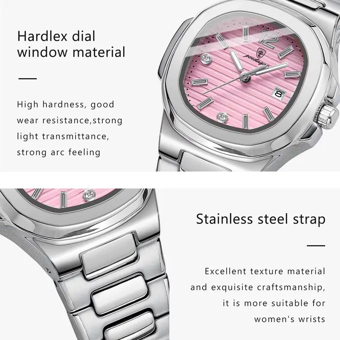 POEDAGAR carré mode femme montre-bracelet lumineux étanche Date dames montre de luxe de haute qualit