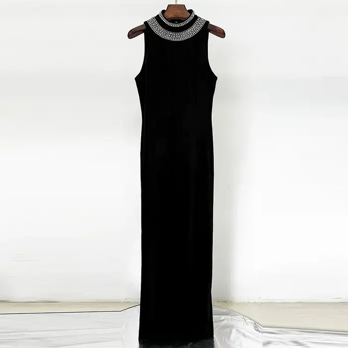 Robe à perles lourdes pour femmes, Streetwear tendance, élégante, amincissante, Sexy, dos nu, en vel